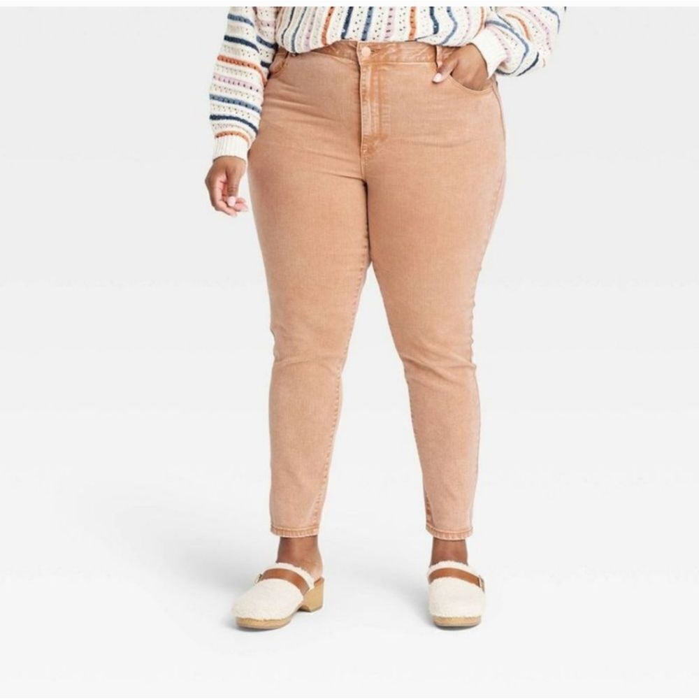 🆕👖Knox Rose Mid-Rise Relaxed-Fit Skinny Jeans, Light Brown